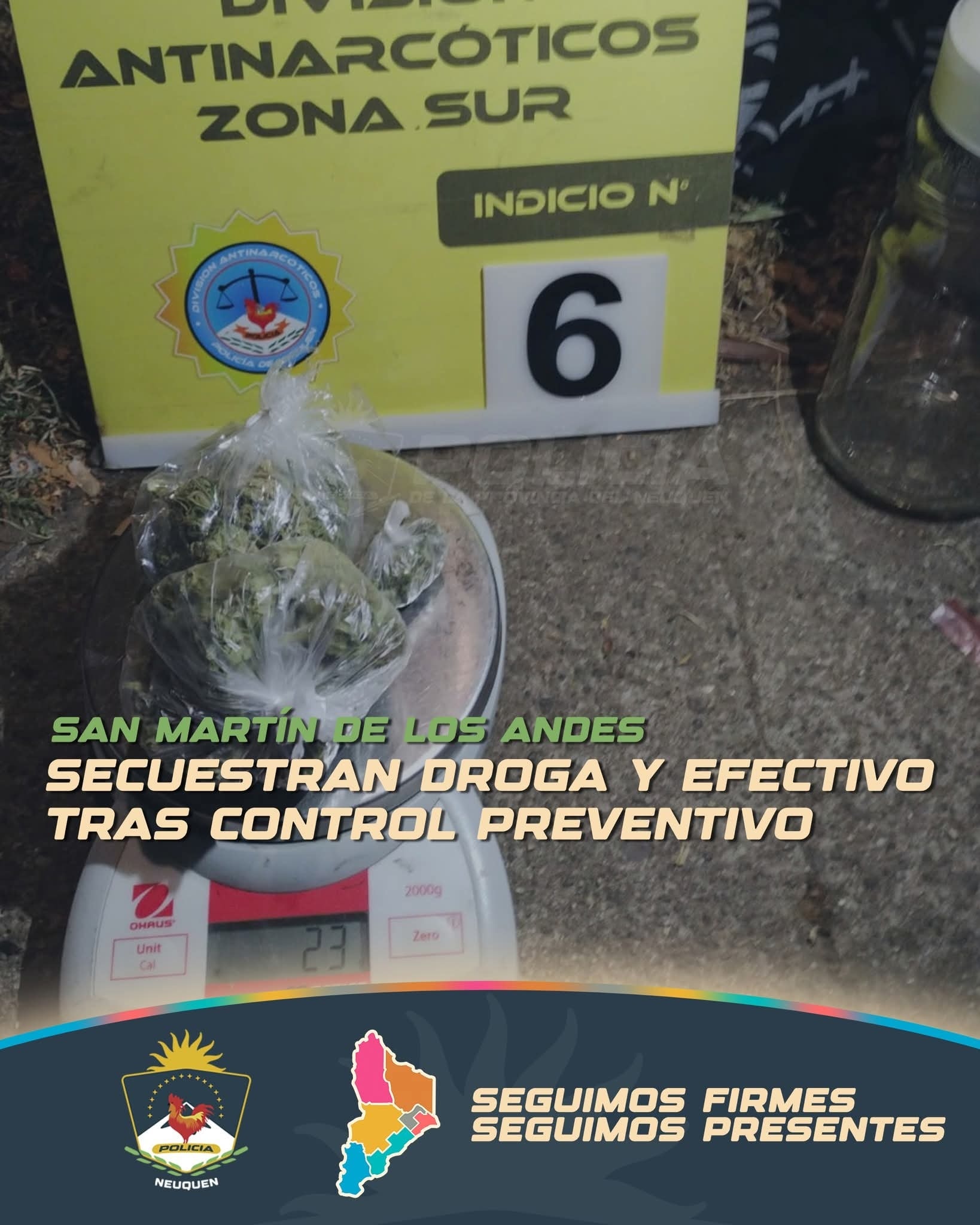 Secuestran droga y dinero en control preventivo