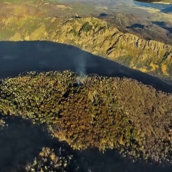 Incendio activo en Las Yeguadas del Parque Nacional Lanin.