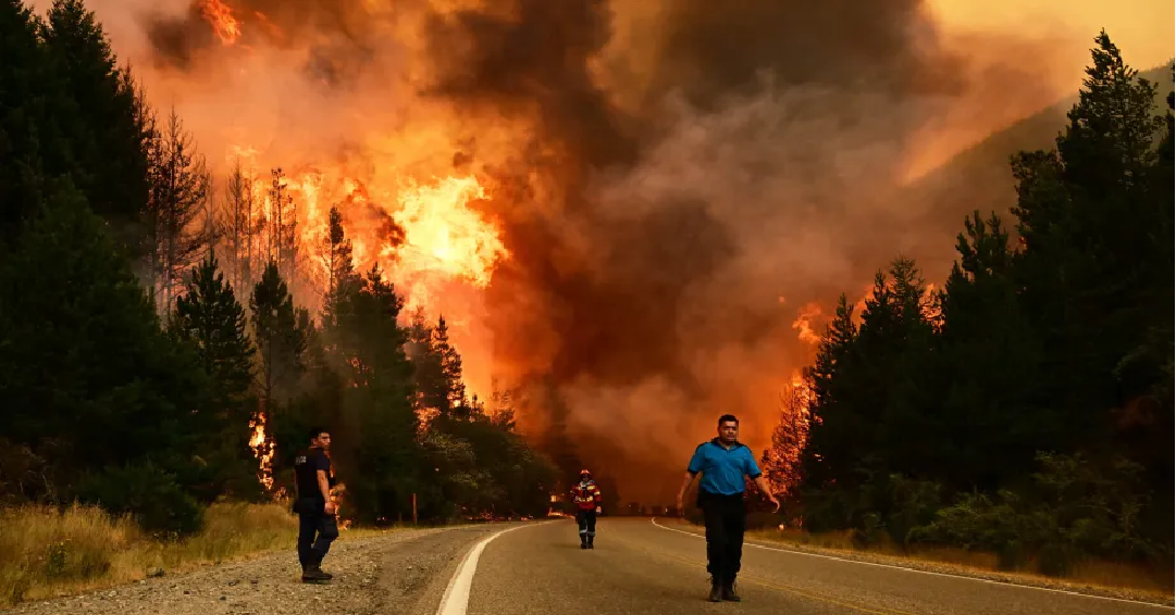 Incendio descontrolado sobre la Ruta N°40 entre Epuyén y El Hoyo
