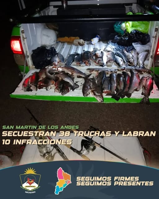 Secuestran 38 truchas y labran 10 infracciones