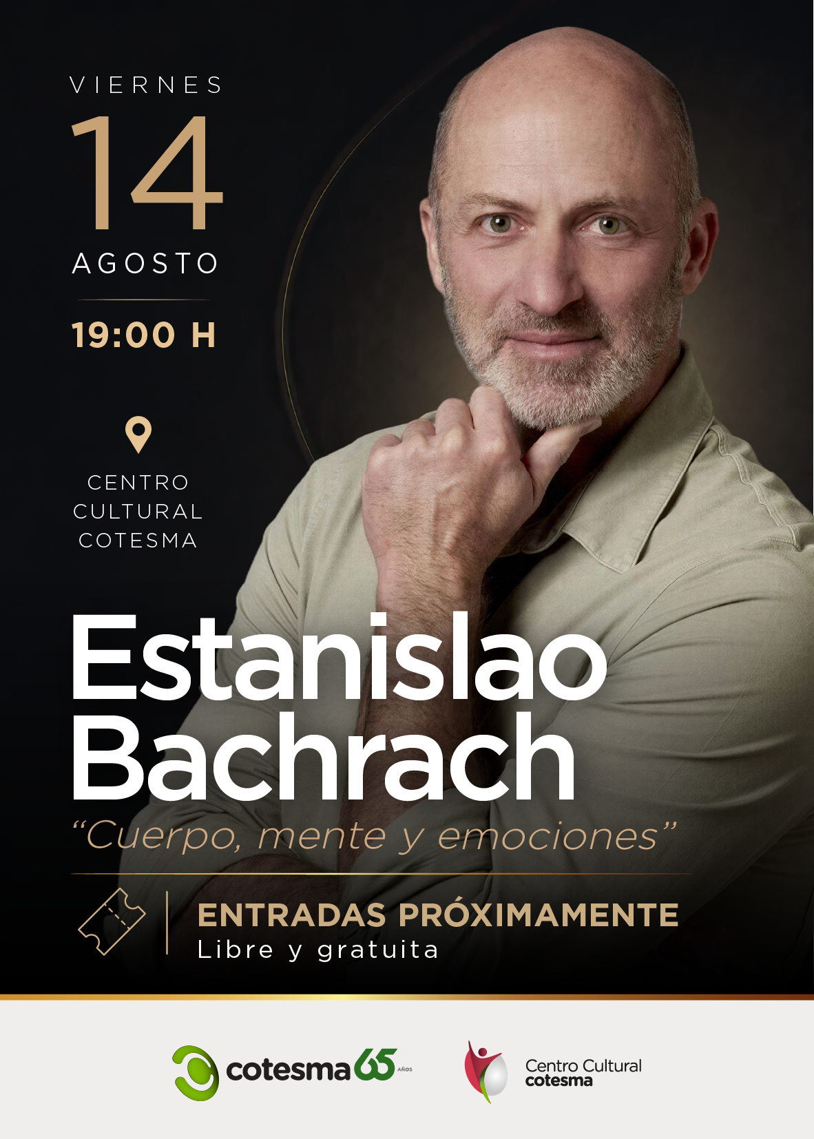 “Cuerpo, mente y emociones” de Estanislao Bachrach llega a San Martin de los Andes
