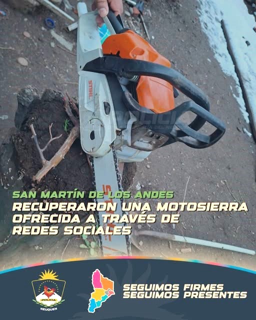 Recuperan motosierra hurtada y ofrecida por redes sociales